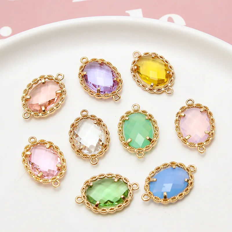 10pcs/ Set Fashion transparent Crystal Rhinestone lace Oval Pendant DIY Earrings Necklace accessories materials