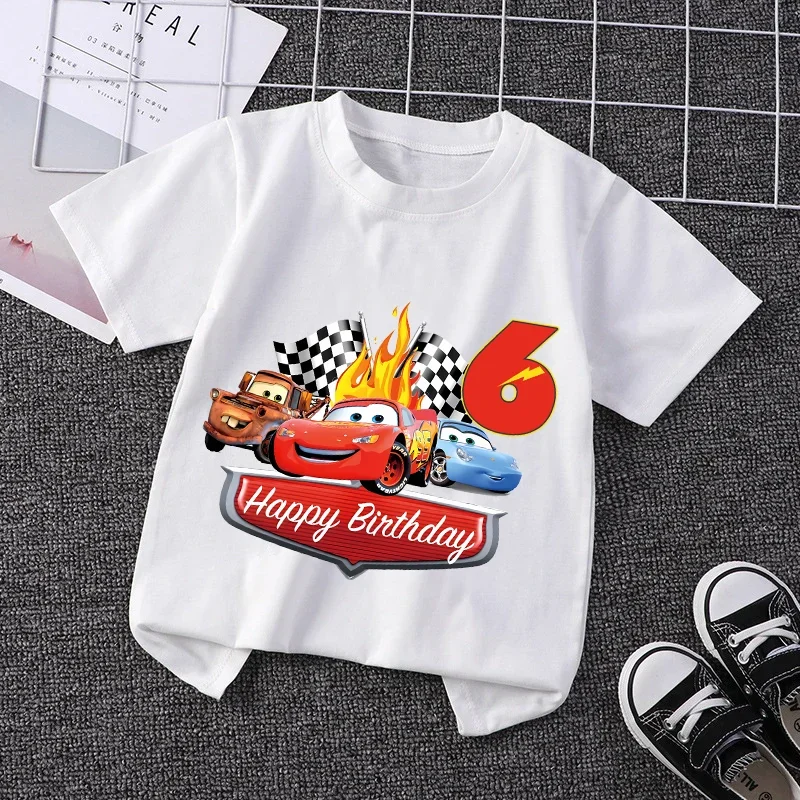 البرق ماكوين تي شيرت لصبي الاطفال ملابس عيد ميلاد عدد 1-9 طباعة سيارات تيز ملابس الأطفال ملابس الحفلات ملابس علوية من القطن هدية #3