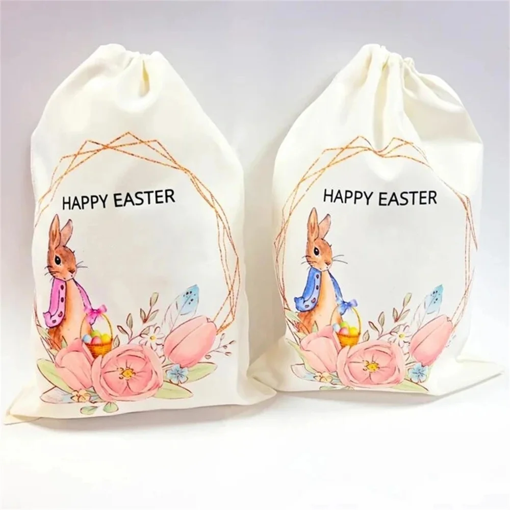 

Bunny rabbit chocolate candy treat present gift bag kid boy girl garden patio Egg Hunt Basket happy Easter Party decoration Sack