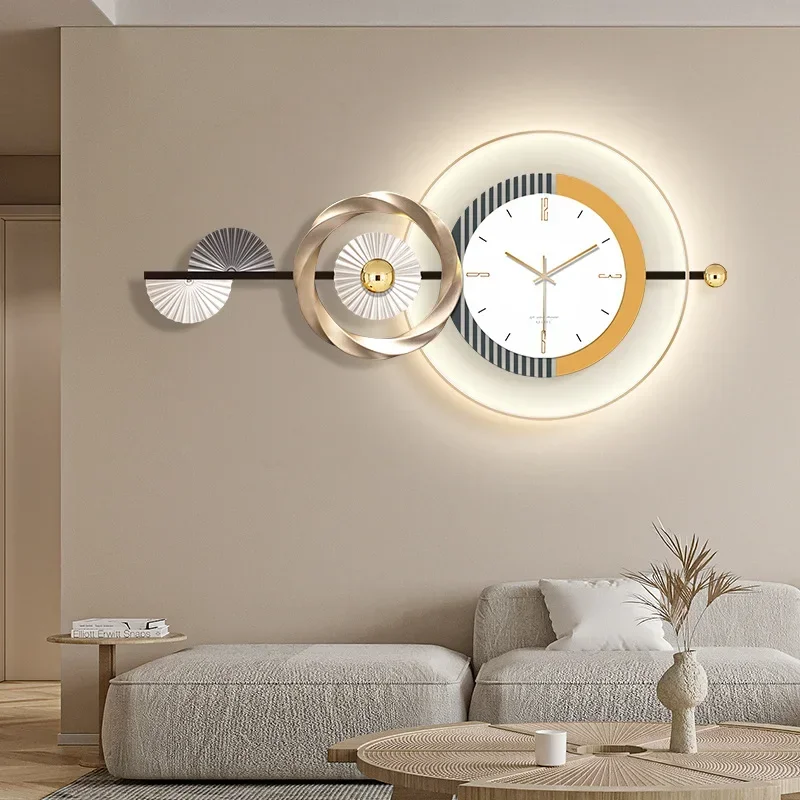 Simple clock, wall clock, living room, creative home, modern decoration, wall mounted fashion, wall lamp, light luxury clock