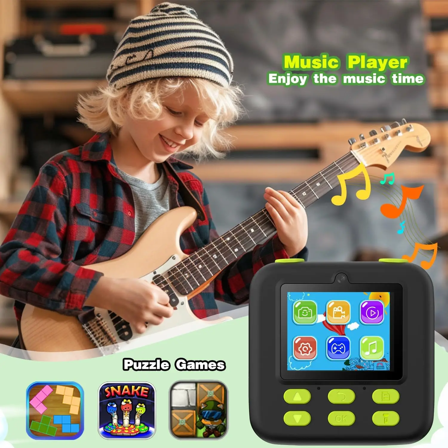 子供用インスタントプリントカメラ、男の子と女の子への誕生日プレゼント、子供用デジタルカメラおもちゃ、1080P HDビデオ、男の子へのギフト/女の子へのギフト