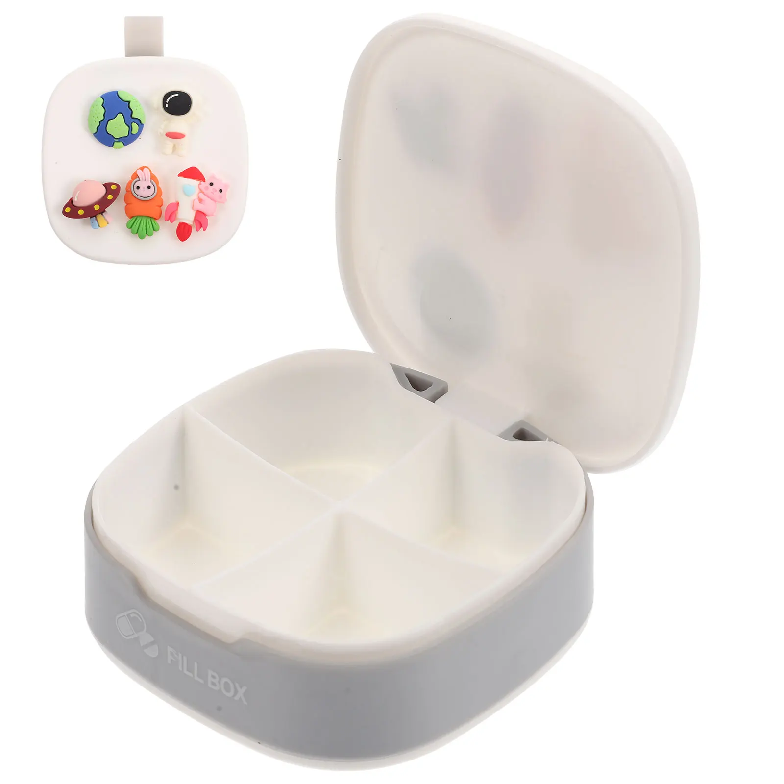 

Portable Plastic Reusable Medicine Case PP Material Multi Grid Design Dispenser Cartoon Holder Storage