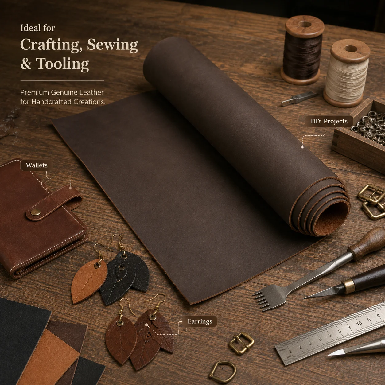 30x60cm Genuine Full Grain Cowhide Leather Sheet 2mm Thick Oil Tanned Crazy Horse Leather for Crafts Sewing Tooling Wallet DIY