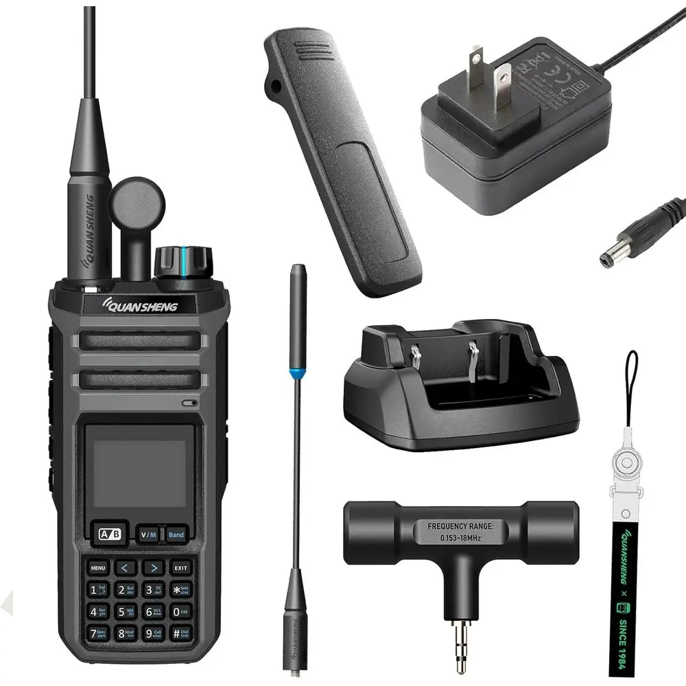 

QuanSheng TK11(5) Multi-Band Walkie Talkie - 10W, NOAA Weather Alerts, 999 CH, Frequency Meter, Type-C Charging & 2500mAh Batter