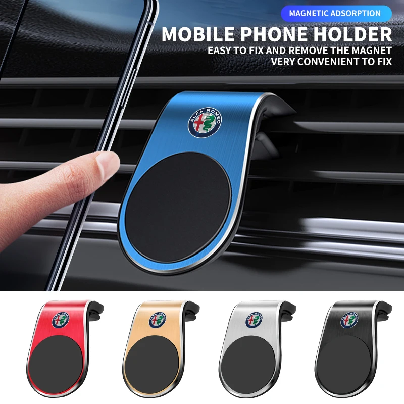 L-Type Magnetic Phone Holder in Car Smartphone Stand Clip For Alfa Romeo Giulia Stelvio Giulietta 156 159 147 Mito Tonale GT