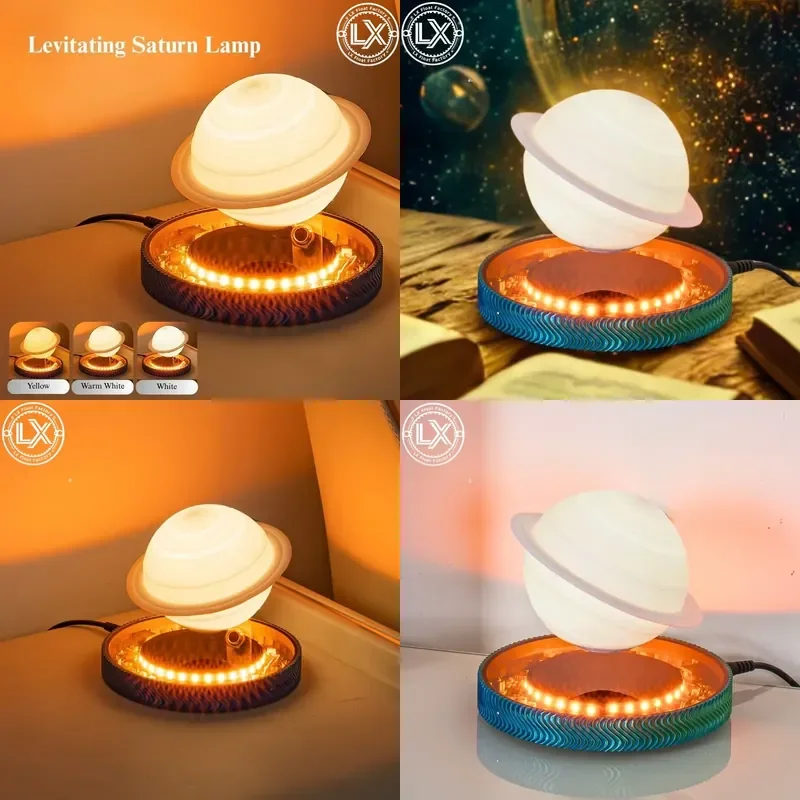 Levitating Saturn Lamp Floating Planet Lamp Magnetic Levitation Desk Light with Luminous Base Unique Home Decor For Office