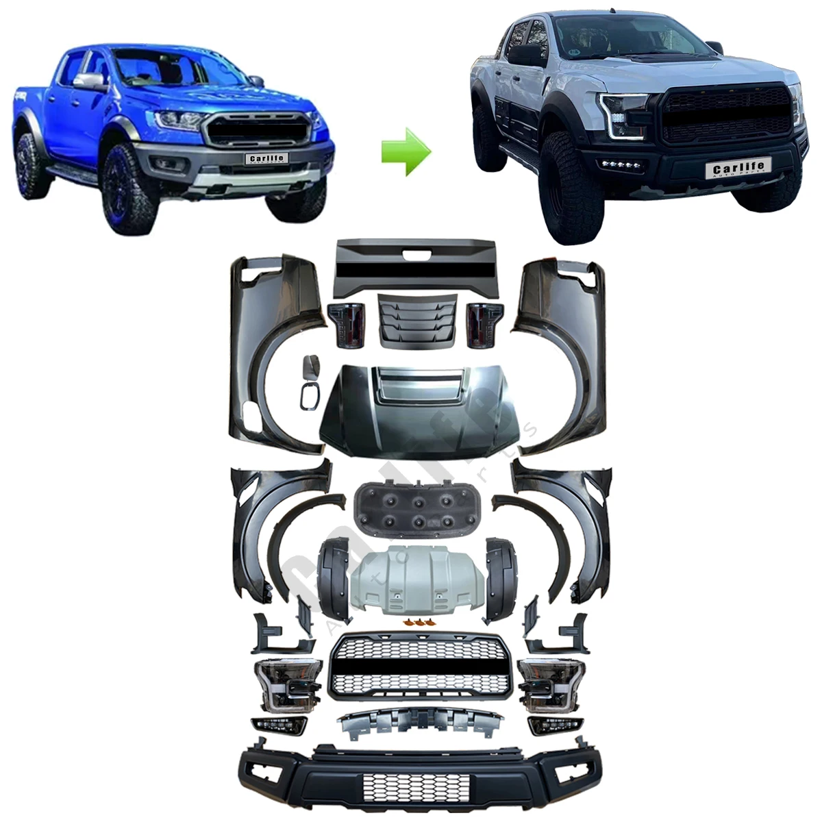 

Top Ranking Auto Body System Body Kit for Ford Ranger T6 T7 T8 2012-2019 Upgrade To 2020 F150 Raptor