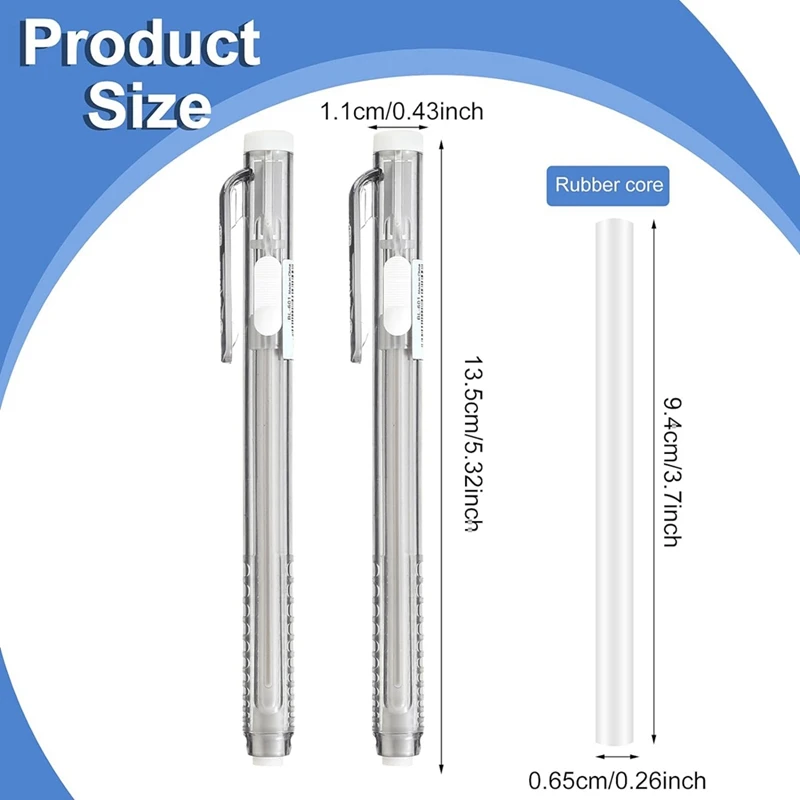 2Pcs Retractable Mechanical Eraser Pen For Artists Drawing Drafting Painting For School Home Office Supplies
