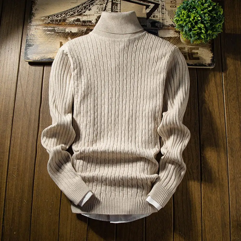 

Men Long Sleeve Sweater Men's High Collar Winter Sweater Soft Knitted Warmth Anti-pilling Protection Casual Style for Fall