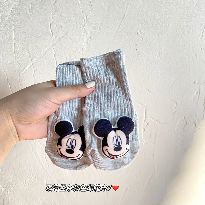 Disney Mickey Minnie Mid-Tube Cotton Socks Baby Doll Socks Stitch Nonslip Dispensing Floor Sockskiss Baby Sock for 0-2 Years Old