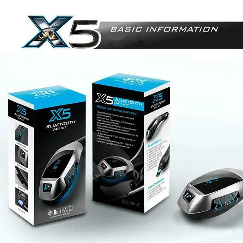 

X5 Bluetooth Car Kit Wireless Car MP3 Player Music Audio FM Radio Transmitter Modulator for Smart Phone Car Bluetooth Transmison