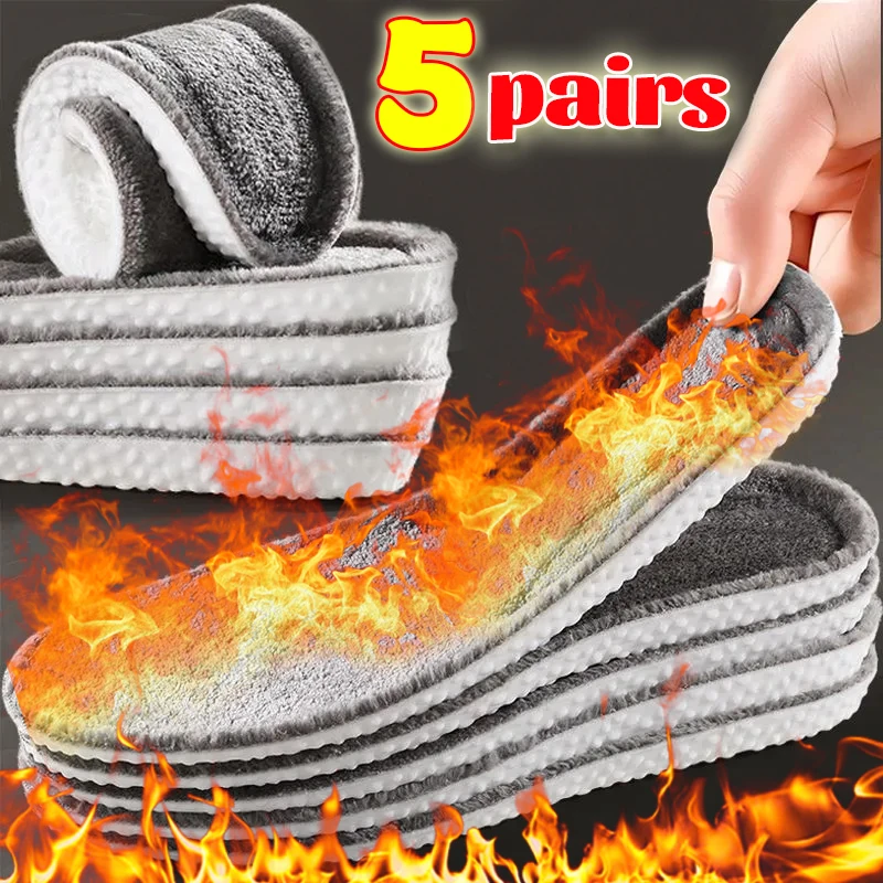 Thermal Plush Sports Shoes Pad Wool Warm Memory Foam Insole for Unisex Soft Chill-proof Self-heating Absorbent Thicken Shoe Pads