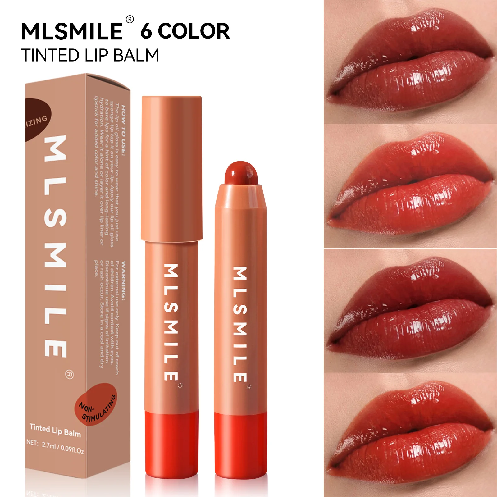Mlsmile 6-Color Lipstick Pen, Moisturizing and Color-Rich Lip Stick Pen That Is Not Easy to Fade, Foreign Trade Cosmetics