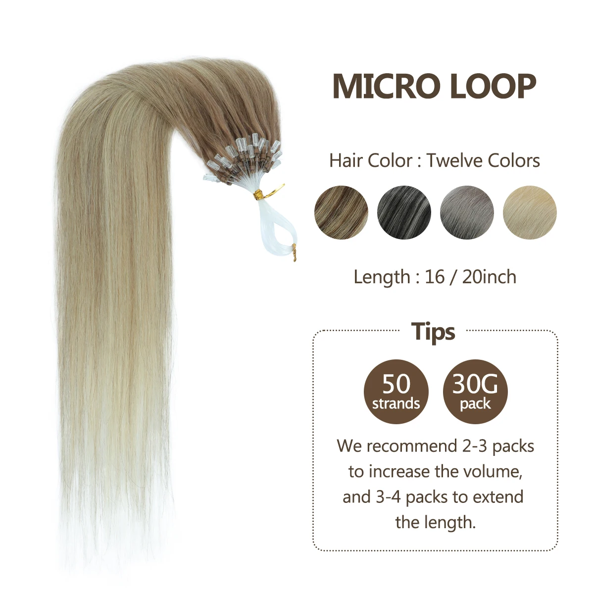 オンブレカラー I チップストレート人毛エクステンションケラチンヘアホットプレボンドマイクロビーズヘア女性用 12-20 インチ 50 個/パック