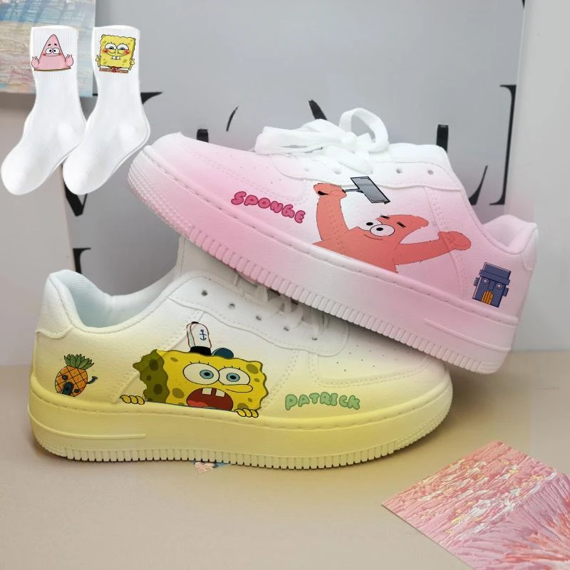 New cartoon SpongeBob SquarePants princess cute Casual shoes soft sports shoes for girlfriend gift EU size 35-44