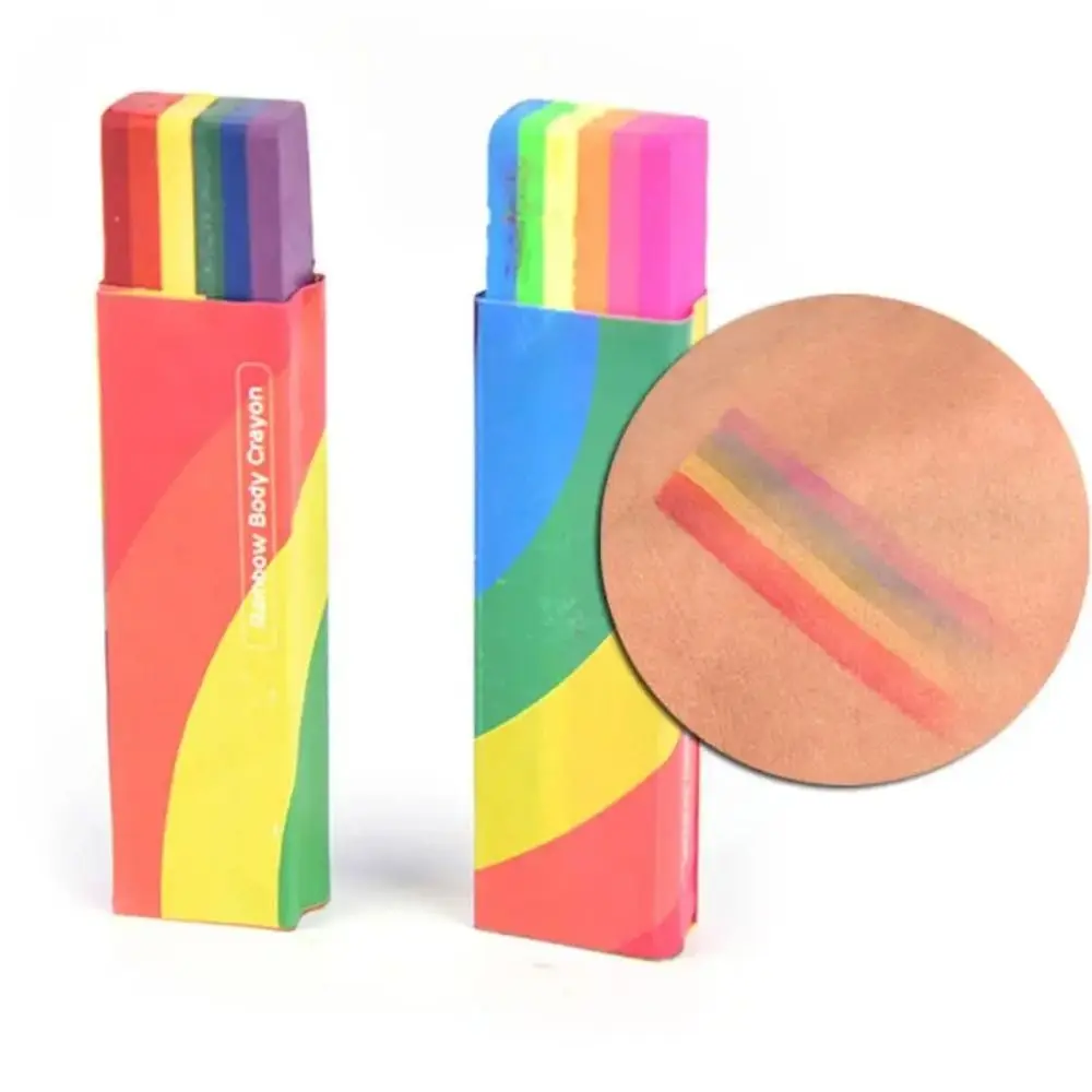 Paraffin Rainbow Face Paint Stick Fluorescent Washable Art Painting Makeup Pen Easy To Clean Multicolor