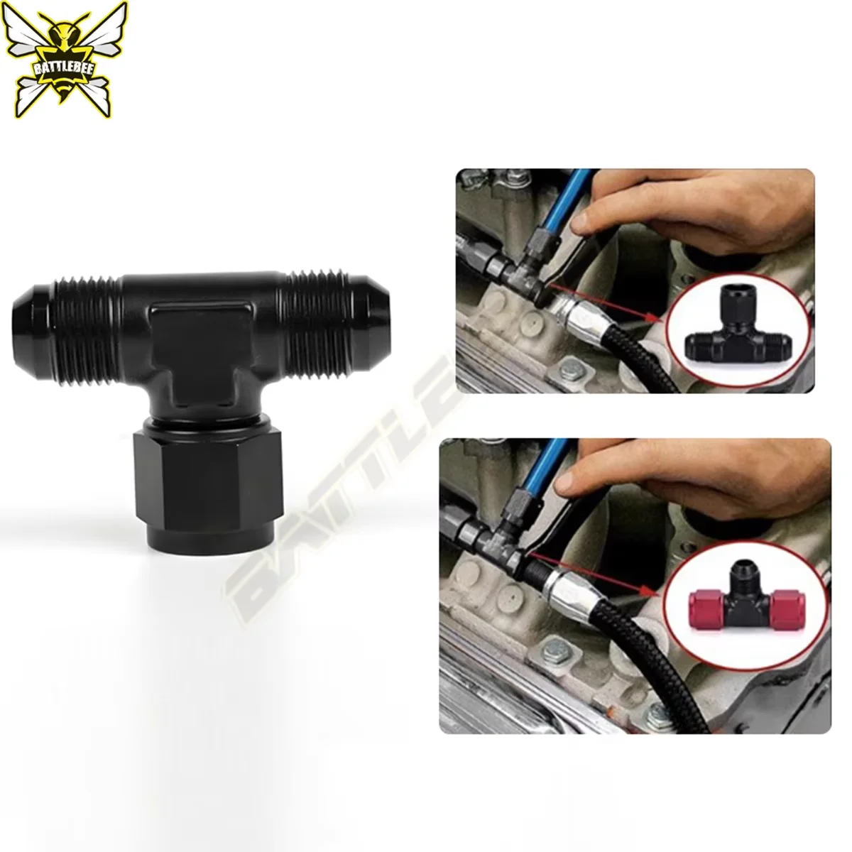 

AN6 AN8 AN10 Male To AN Female Tee T-piece Fitting Adapter Aluminum Black