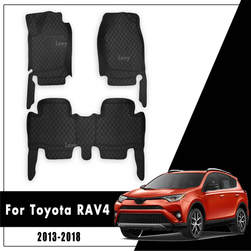 Car Floor Mats For Toyota RAV4 Rav 4 IV XA40 2018 2017 2016 2015 2014 2013 Leather Rugs Auto Interior Accessories Parts Products