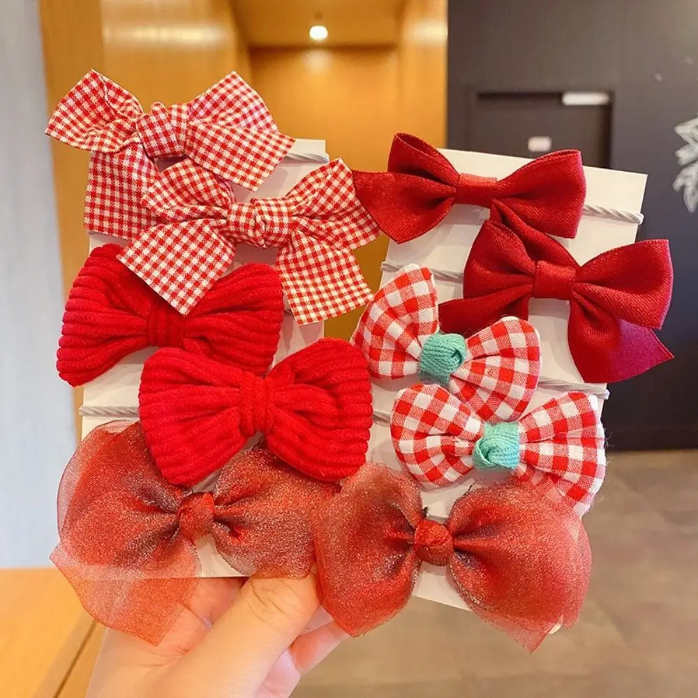 Fotografia 6: 10 pçs/set doce bonito grande arco hairbands acessórios para o cabelo malha flor anéis de cabelo de borracha laços de cabelo meninas