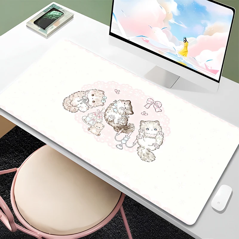 Ins Wind Mouse Pad E-sports Gamer Mat 90x40cm Computer Keyboard Pad kawaii Gaming Desk Mat Minimalist Cute Pet Print Mausepad