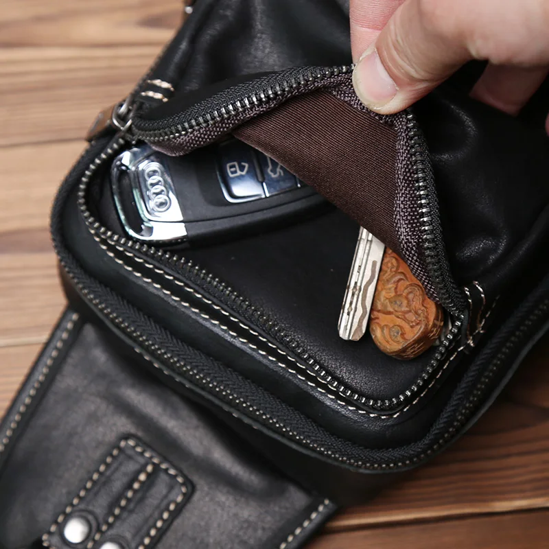 Neue Echtes Leder männer Brust Tasche Handgemachte Top Schicht Rindsleder Umhängetasche Große Kapazität Schulter Tasche Trendy männer tasche NZPJ – Detail 10