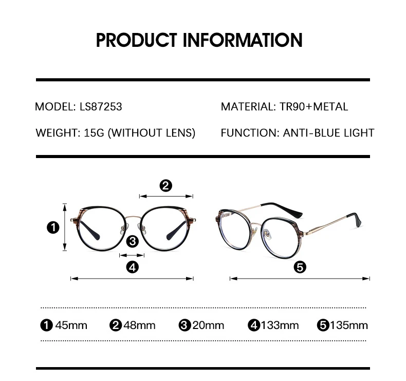 Runder Retro-Brillenrahmen für Damen, ultraleicht und bequem, Dänemark, koreanisches Design, Glasse, 2023, neu – Detail 6