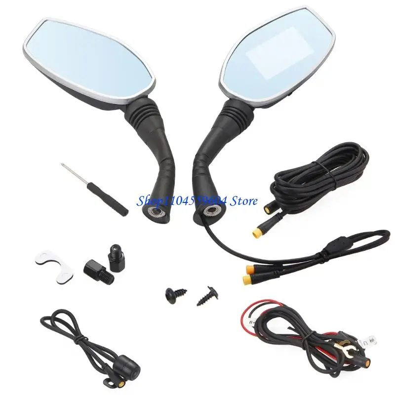 

12QM 1080P Motorbike Driving Video Recorder Camera Waterproof Rearview Mirror Camera Support Front & Rear Recording