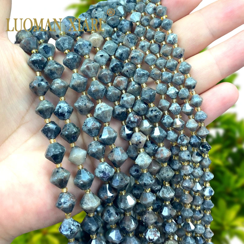 6/8/10MM Pyramid Shape Natural Stone Fire Stone Loose Spacer Beads for Jewelry Making Diy Earrings Bracelets Charms Accessories