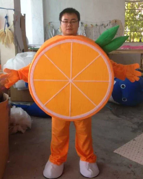 Costume da mascotte di frutta arancione di Natale, costume da mascotte di dimensioni libere, vestito operato da personaggio dei cartoni animati, vestito da festa, nuovo caldo