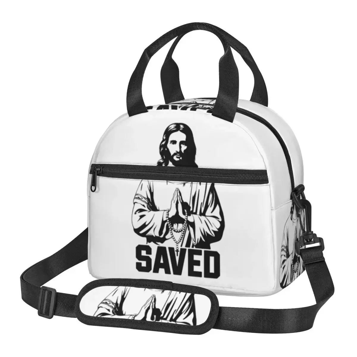 

Saved By Jesus Lunch Bags Insulated Bento Box Waterproof Lunch Tote Resuable Picnic Bags Cooler Thermal Bag for Woman Girl Work