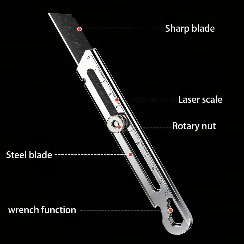 6 in 1 Stainless Steel Utility Knife with Thickened Metal Knife Holder Multifunctional Wallpaper Multifunctional Utility Knife