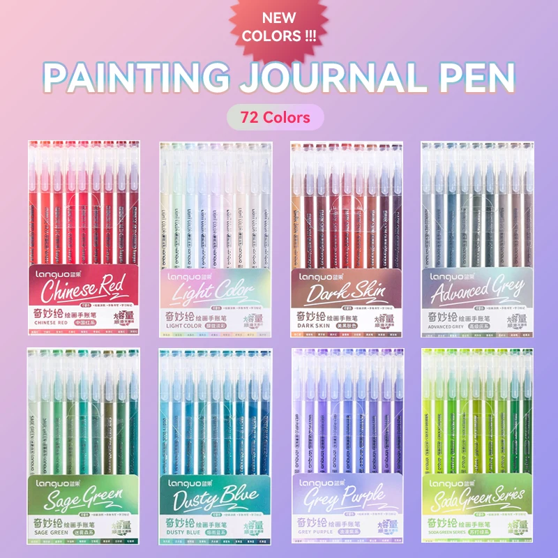 Languo 45/162/207 Kleuren Van Een Set Kleur Gel Pen Tekening Handboek Pennen Student DIY Graffiti Schrijven Schilderen Marker Briefpapier