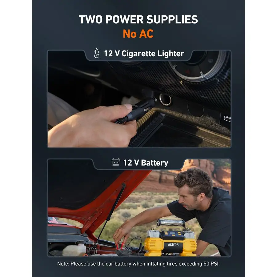 مضخة نفخ الإطارات المحمولة 160 رطل لكل بوصة مربعة تيار مستمر، إيقاف تلقائي مع شاشة، أسطوانات مزدوجة أمبير محركات مزدوجة، ضاغط هواء 12 فولت f #5