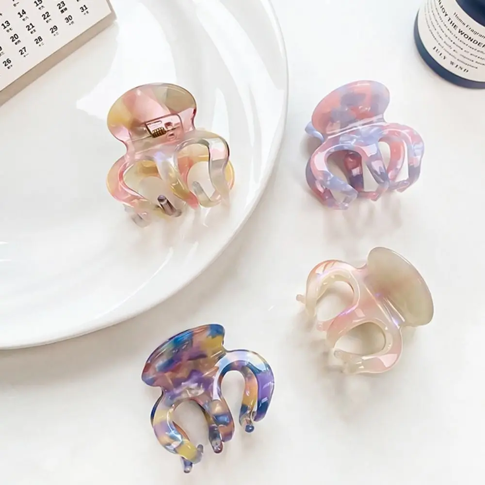 Acetate Pumpkin Grab Clip Hollow Out Korean Style High Ponytail Fixed Artifact Hairpin Shark Clip Small Retro Mini Hair Claw