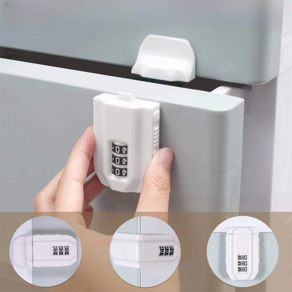 

Non Drilling Installation Password Secure Cabinet Lock 3 Digit Password White Color Multifunctional Door Lock