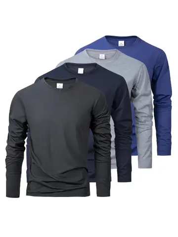 Spring Autumn Men‘s T-shirts Long Sleeve Casual Tops Solid Color High Quality Black T-Shirt Classic Men Clothing