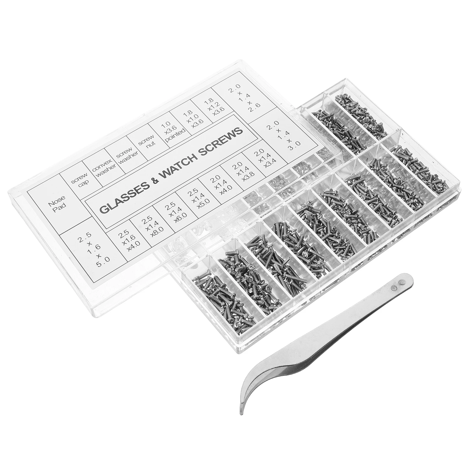 

1 set Glasses Repair Kit Stainless Steel Screws Nose Pads Silicone Grips Eyeglass Supplies Travel Accessories
