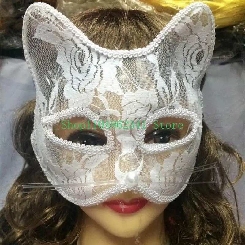 Maschera cosplay Mezza faccia Volpe di pizzo sexy per maschera per gatti Night Club Spettacoli di danza Gioco di ruolo Prop Maschera di pizzo nero Masquera