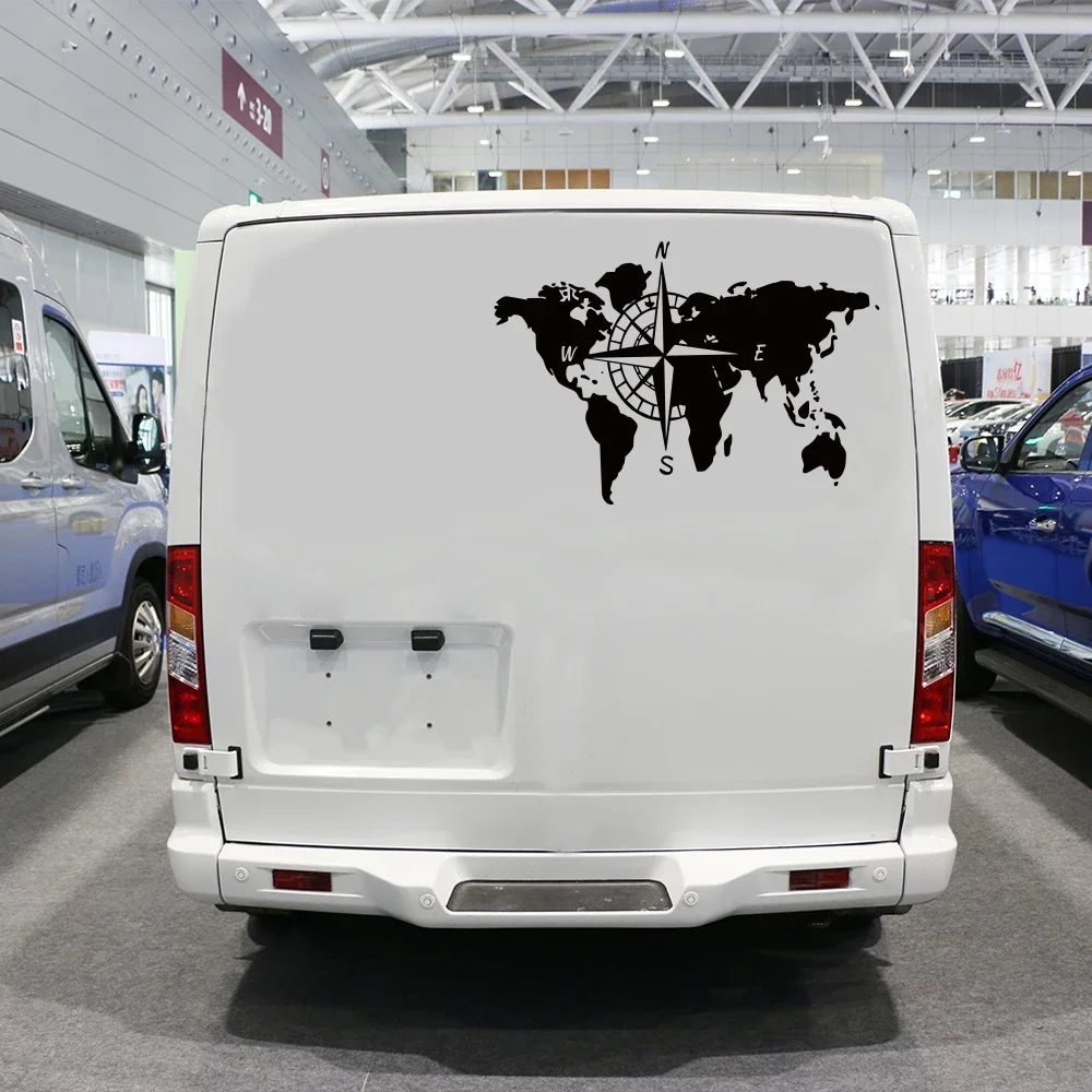 Weltkarte Kompass Wohnwagen Auto Aufkleber Camping Reise Erkunden Camper Wohnmobil LKW Dekor Auto Karosserie Zubehör