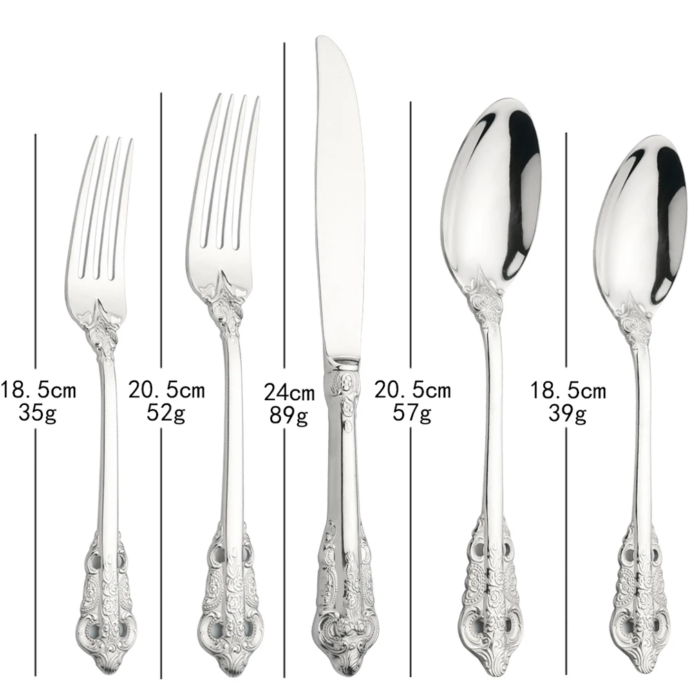 6People Silverw Tableware Sets Stainless Steel Cutlery Set Knife Dessert Fork Tea Spoon Dinnerware Party Kitchen Dinner