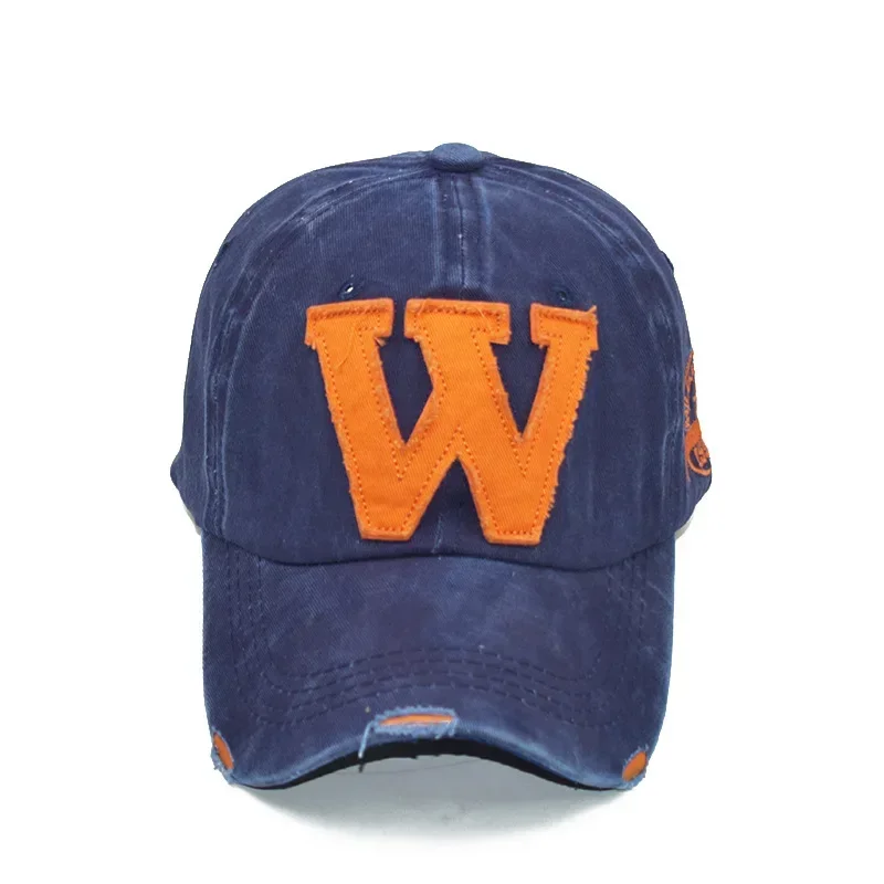 Baseballkappe mit besticktem Buchstaben W, Snapback-Kappen, Knochenkappe, Distressed-Look, passgenaue Kappe für Herren, individuelle Hüte – Detail 9