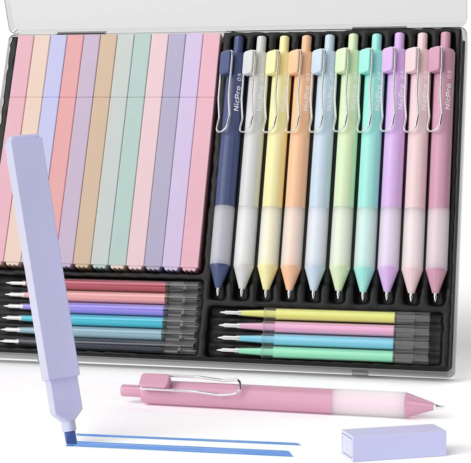 

33PCS Aesthetic Highlighter & Gel Pen Set with Case, No Bleed Quick Dry for Bible Study Journaling
