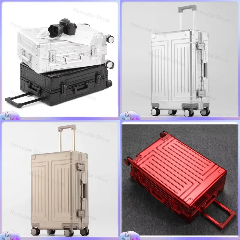 for High Quality Aluminum Magnesium Alloy Luggage 20 24 26 28 Inch Senior Travel Spinner Suitcase