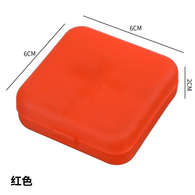 4Grids Cross Print Pill Box Portable Mini Plastic Pill Storage Pure Color Pocket Medicine Box Outdoor Home Pill Case