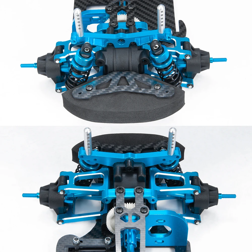 MIBIDAO-Châssis de cadre en métal et fibre de carbone avec amortisseurs, entraînement par courroie de roues, pièces de voiture RC Tamiya TT01 1/10