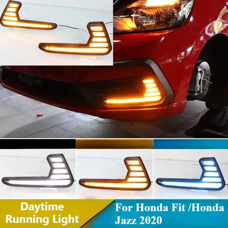 For Honda Fit /Honda Jazz 2020 Daytime running light flow steering modification front fog light exterior accessories