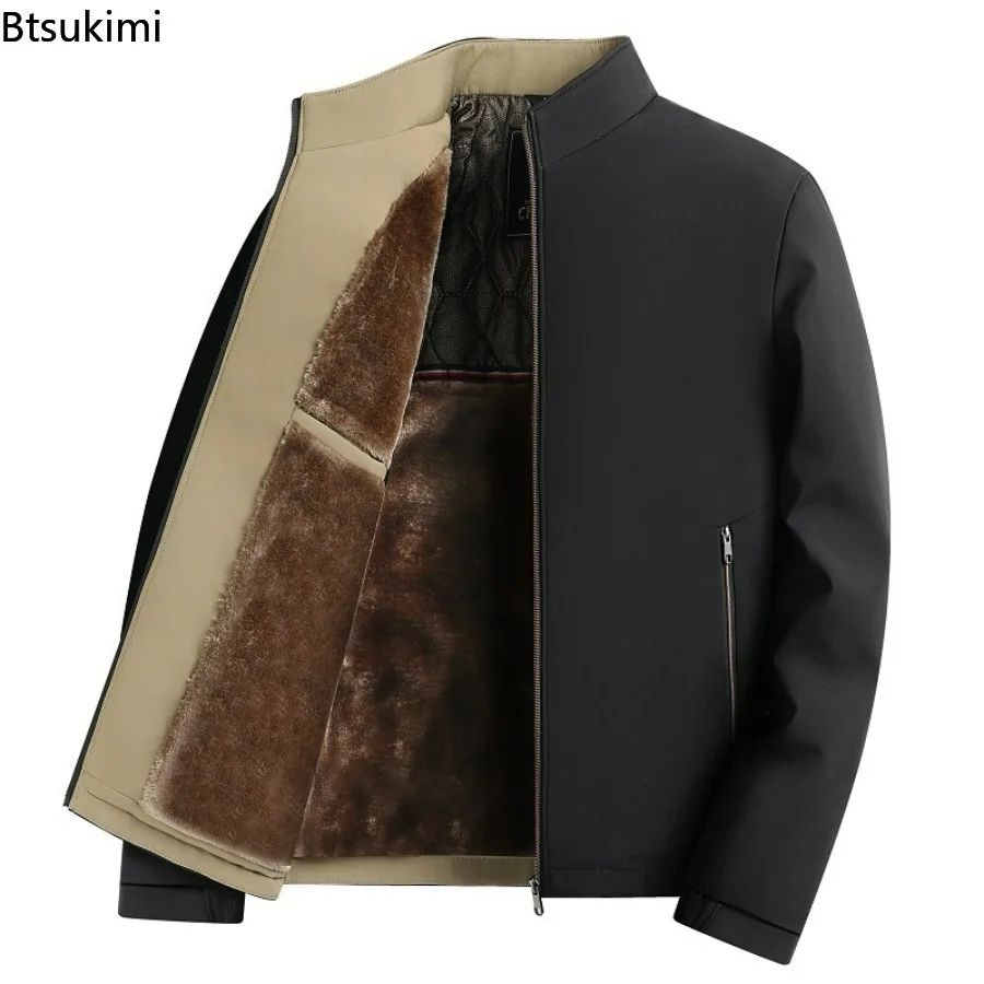 

2025 Men's Autumn Winter Business Fleece Zip-Up Jacket Workout Fleece Jackets Male Full Zip Wool Liner Warm Thick Casual Coats
