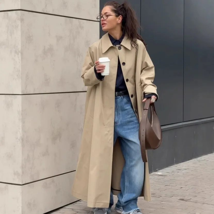 

Весна и осень 2024, новая средняя и длинная куртка с британским темпераментом 623