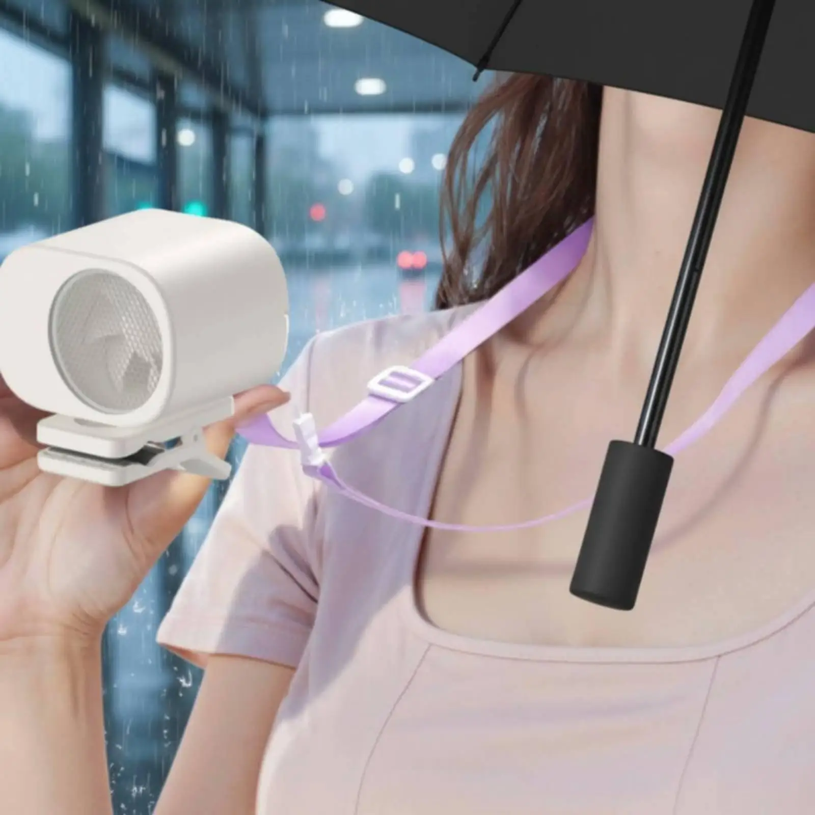 Waist Clip Fan Strong Wind Personal Umbrella Attach Fan Adjustable Air Cooler Fan Humidifier for Summer Outdoor Use