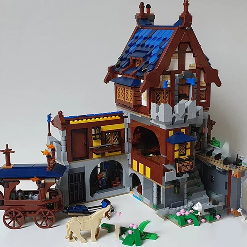 Moc blocos de construção castelo modelo castelo medieval manter tijolos técnicos diy montagem brinquedos construção para crianças presentes do feriado